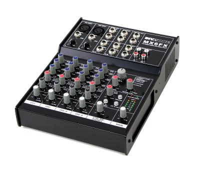 Фото Invotone MX6FX - Микшерный пульт 2 микрофонных входа XLR и балансный Jack, 2 стерео входа