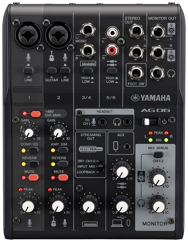 Фото 6-канальный микшер Yamaha AG06MK2 Black