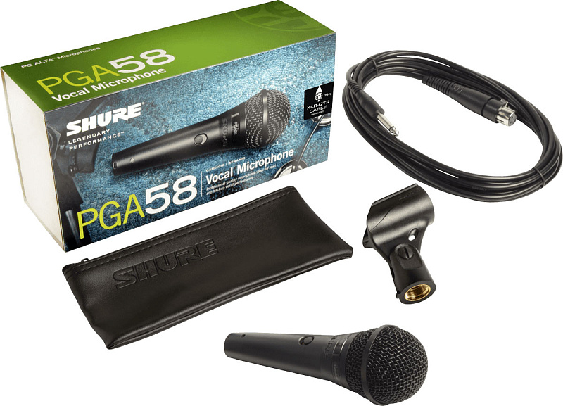 Фото SHURE PGA58-QTR-E кардиоидный вокальный микрофон c выключателем, с кабелем XLR -1/4'